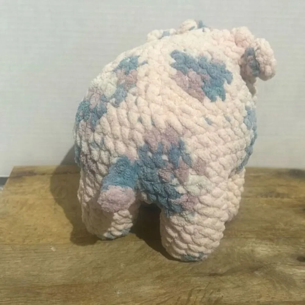 Handmade crochet cow plushie stitched soft animal plush‎ baby pink blue